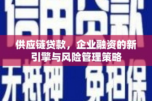 嘉定供应链贷款，企业融资的新引擎与风险管理策略