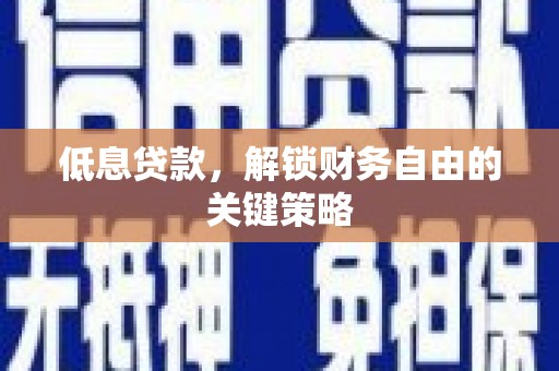 嘉定低息贷款，解锁财务自由的关键策略