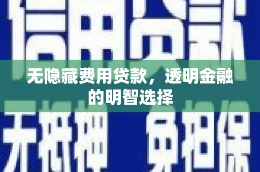 嘉定无隐藏费用贷款，透明金融的明智选择